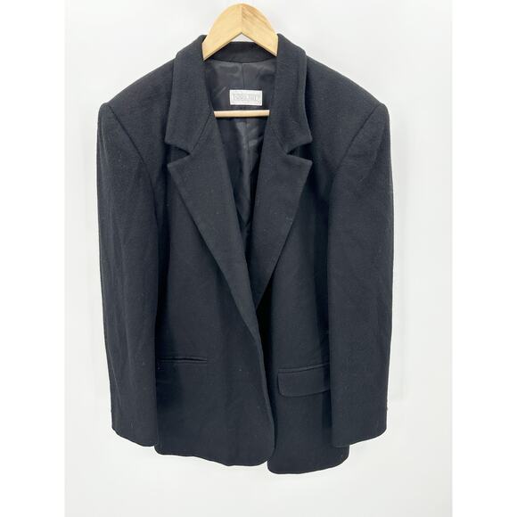 Lands' End Jacket Women 12 Black One Button 100% Camel Hair Wool Blazer - Picture 8 of 8